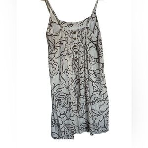 Be Cool Brown White Floral Buttoned Cami Midi Dress-Women’s L-Beach Travel Comfy
